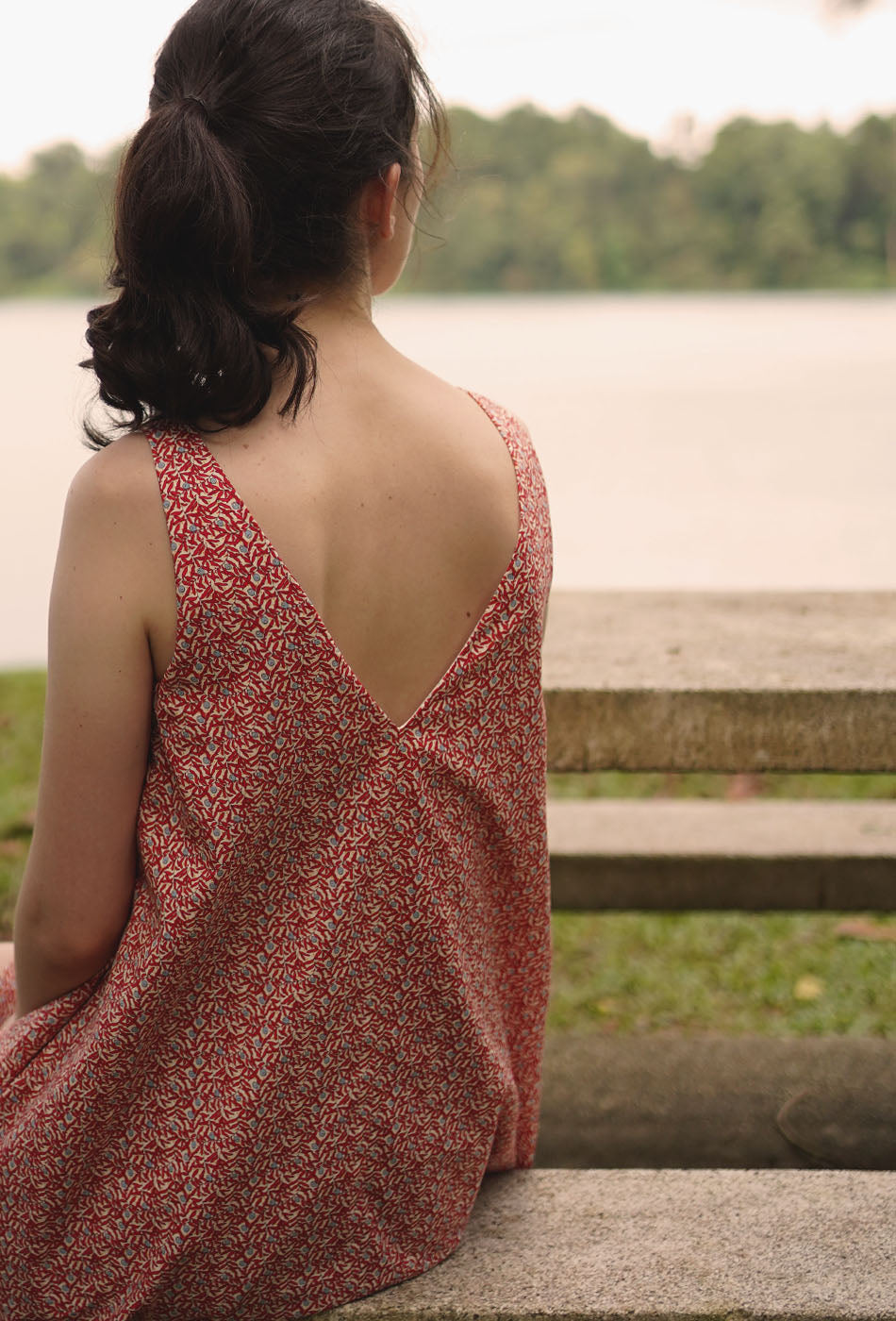 Enchanted Cotton Dress in Red Bloom