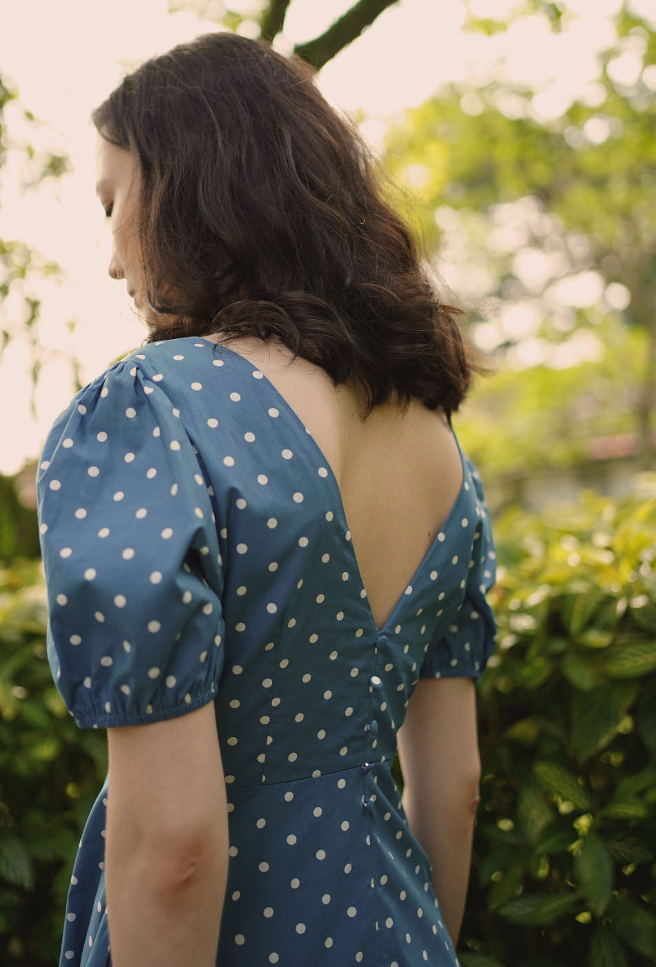 Dessert Over Tea II Cotton Dress in Dotted Blue