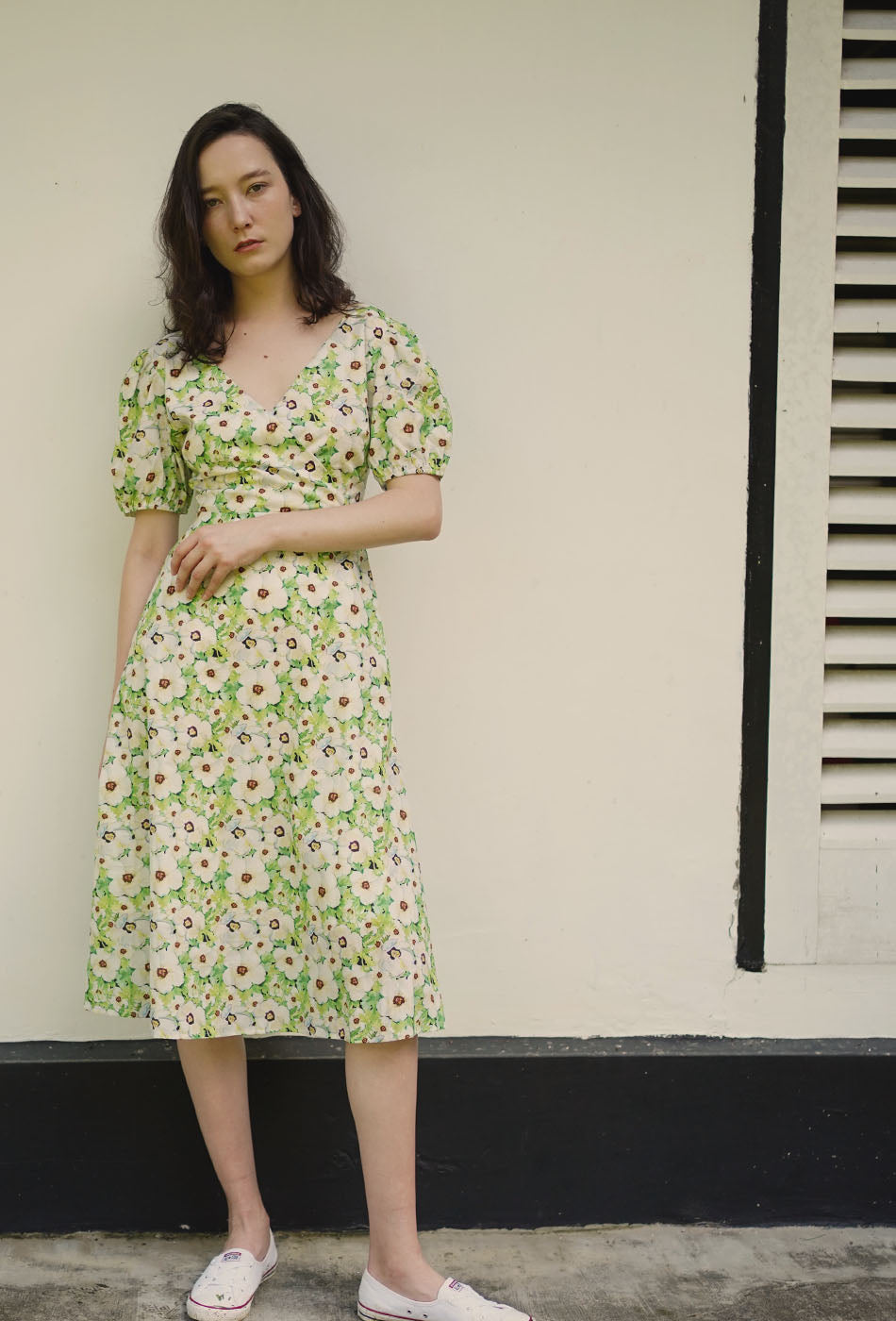 Dessert Over Tea II Cotton Dress in Bustling Greens