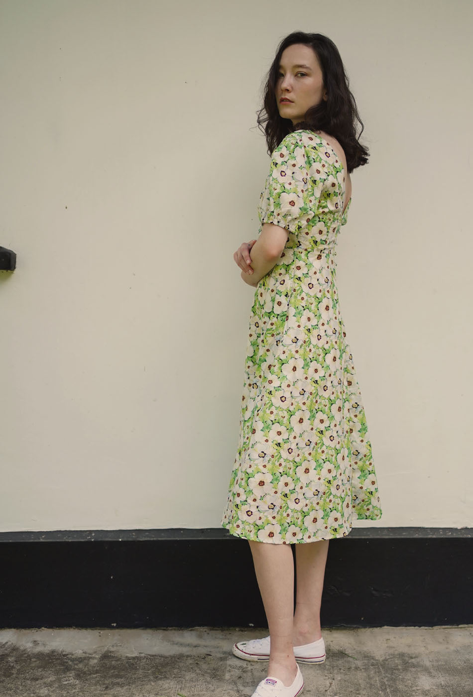 Dessert Over Tea II Cotton Dress in Bustling Greens