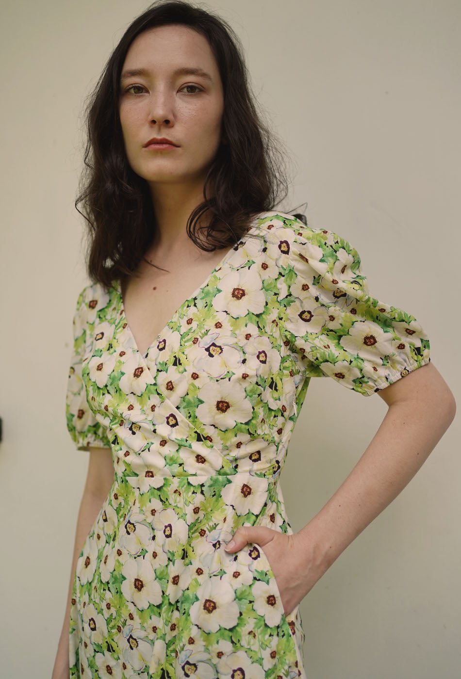 Dessert Over Tea II Cotton Dress in Bustling Greens