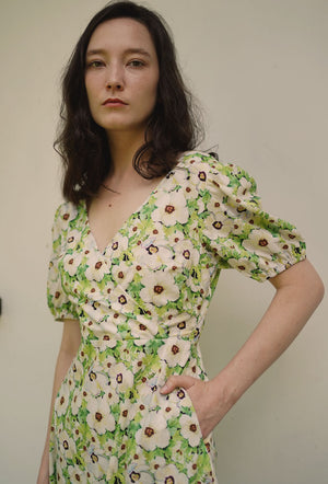 
                  
                    Dessert Over Tea II Cotton Dress in Bustling Greens
                  
                