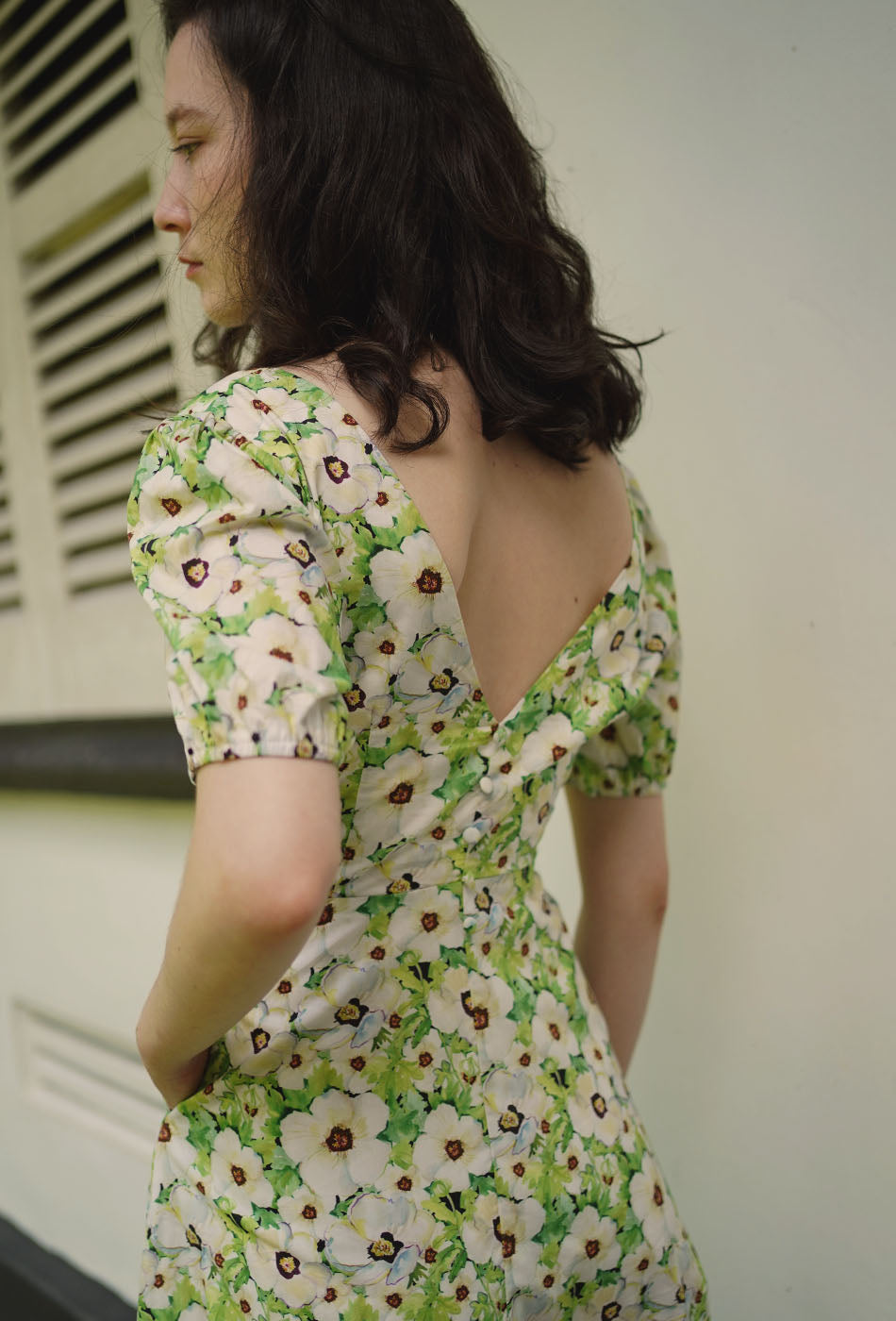 Dessert Over Tea II Cotton Dress in Bustling Greens