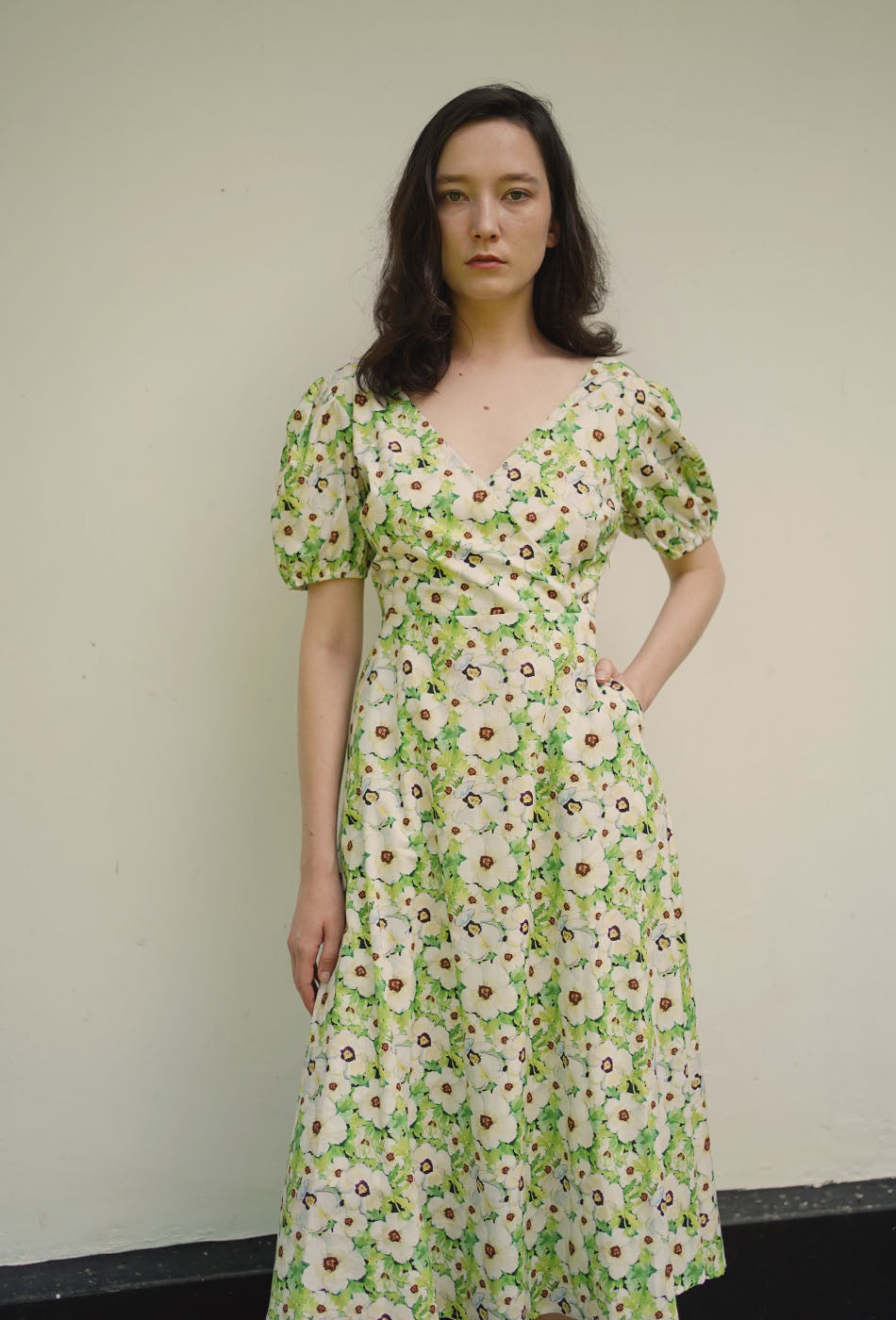 Dessert Over Tea II Cotton Dress in Bustling Greens