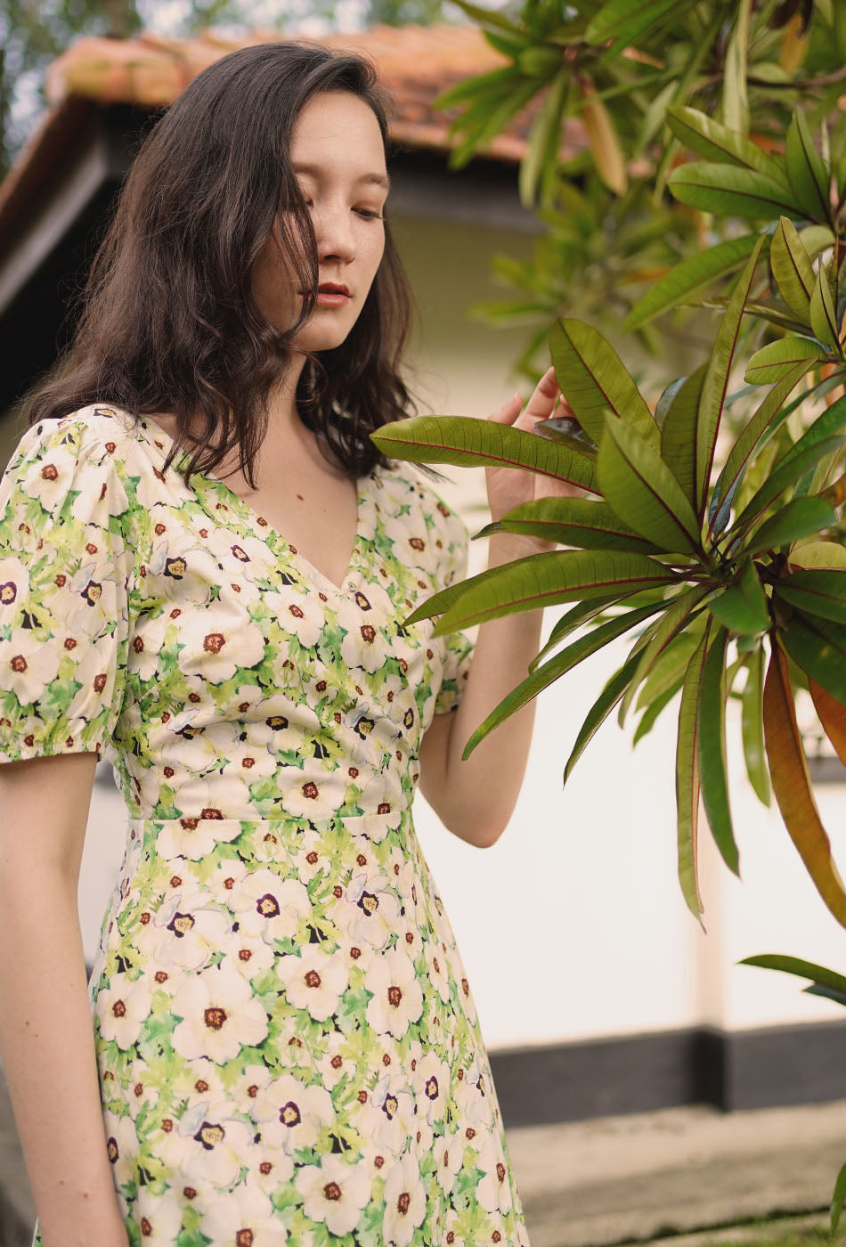 Dessert Over Tea II Cotton Dress in Bustling Greens