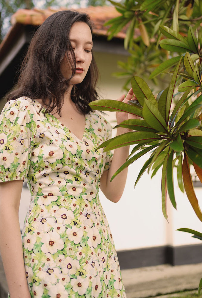 
                  
                    Dessert Over Tea II Cotton Dress in Bustling Greens
                  
                