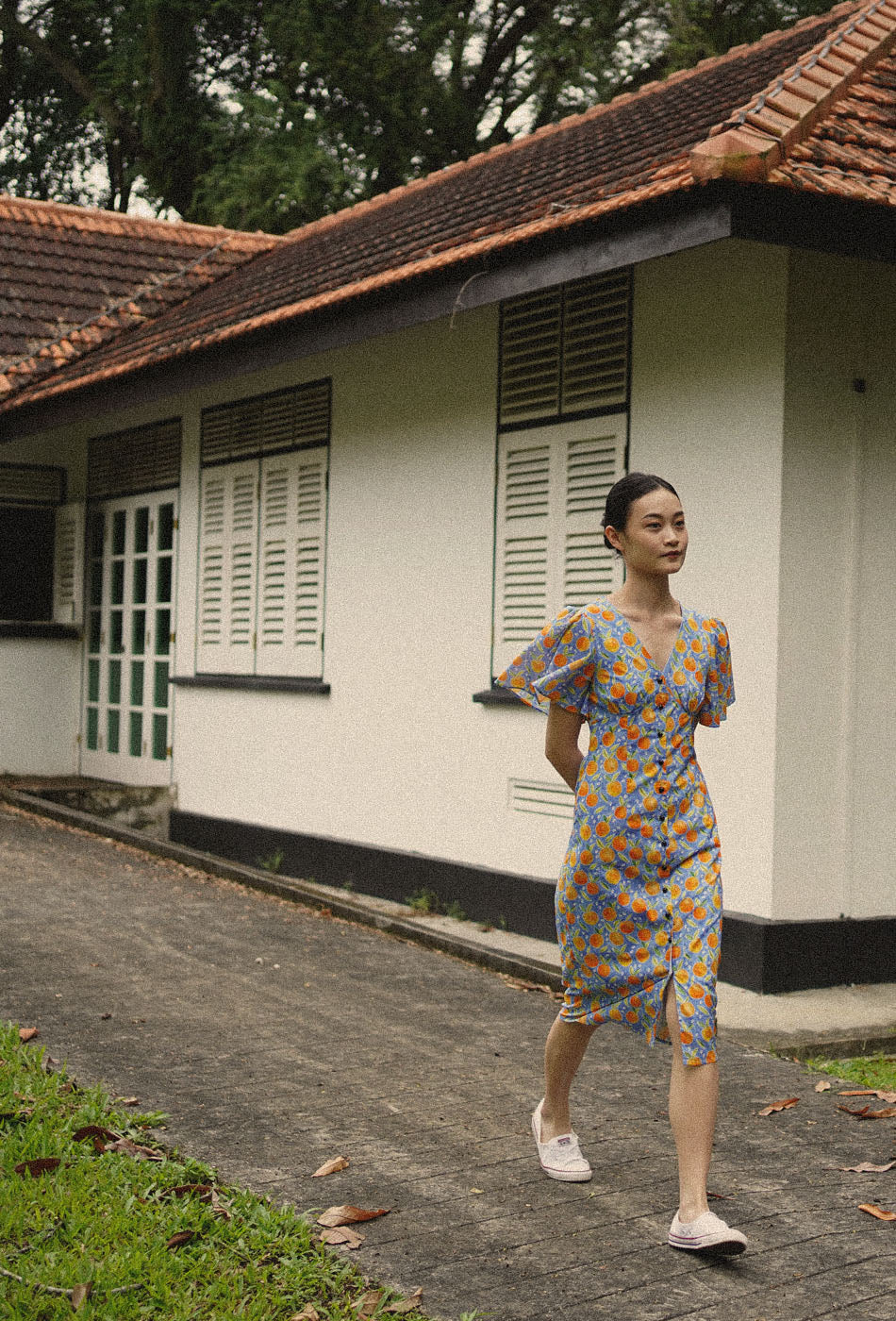 Shades of Summer Cotton Dress in Freshly Picked Oranges